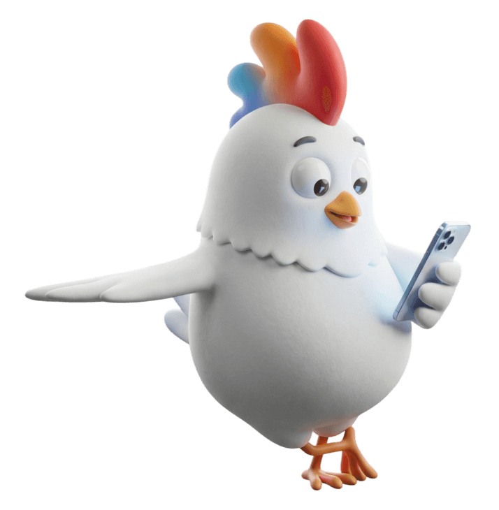 Mascota Aviaki — pollito relajado